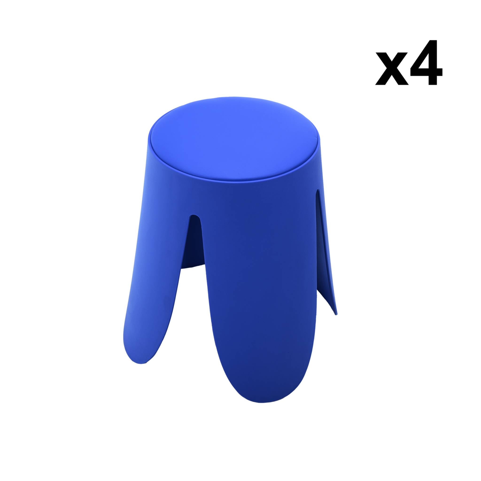 Set di 4 sgabelli impilabili ecopelle, blu