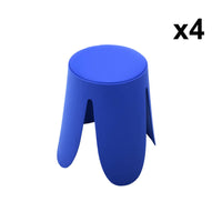 Set di 4 sgabelli impilabili ecopelle, blu