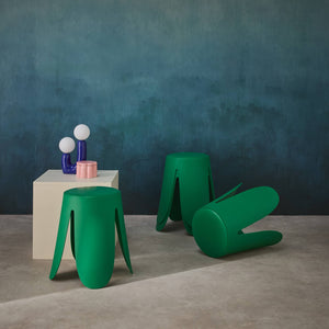 Set di 4 sgabelli impilabili ecopelle, verde