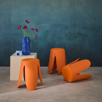 Set di 4 sgabelli impilabili ecopelle, arancione