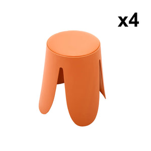 Set di 4 sgabelli impilabili ecopelle, arancione