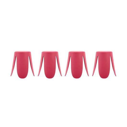Set di 4 sgabelli impilabili ecopelle, rosa