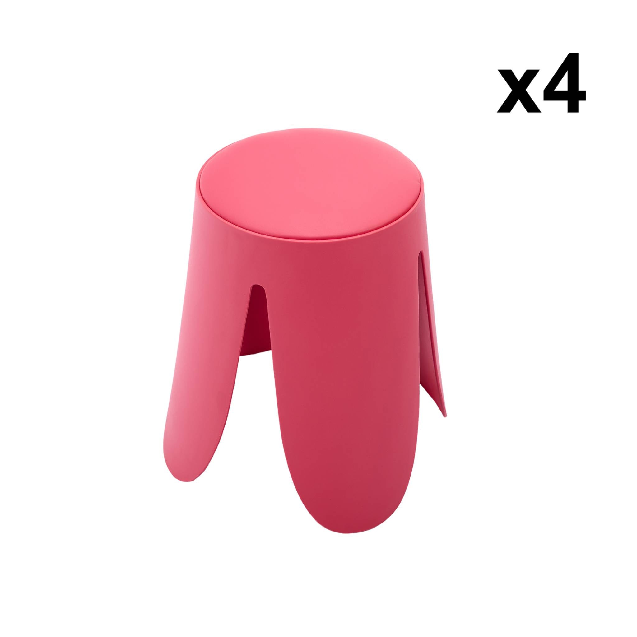 Set di 4 sgabelli impilabili ecopelle, rosa