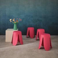 Set di 4 sgabelli impilabili ecopelle, rosa