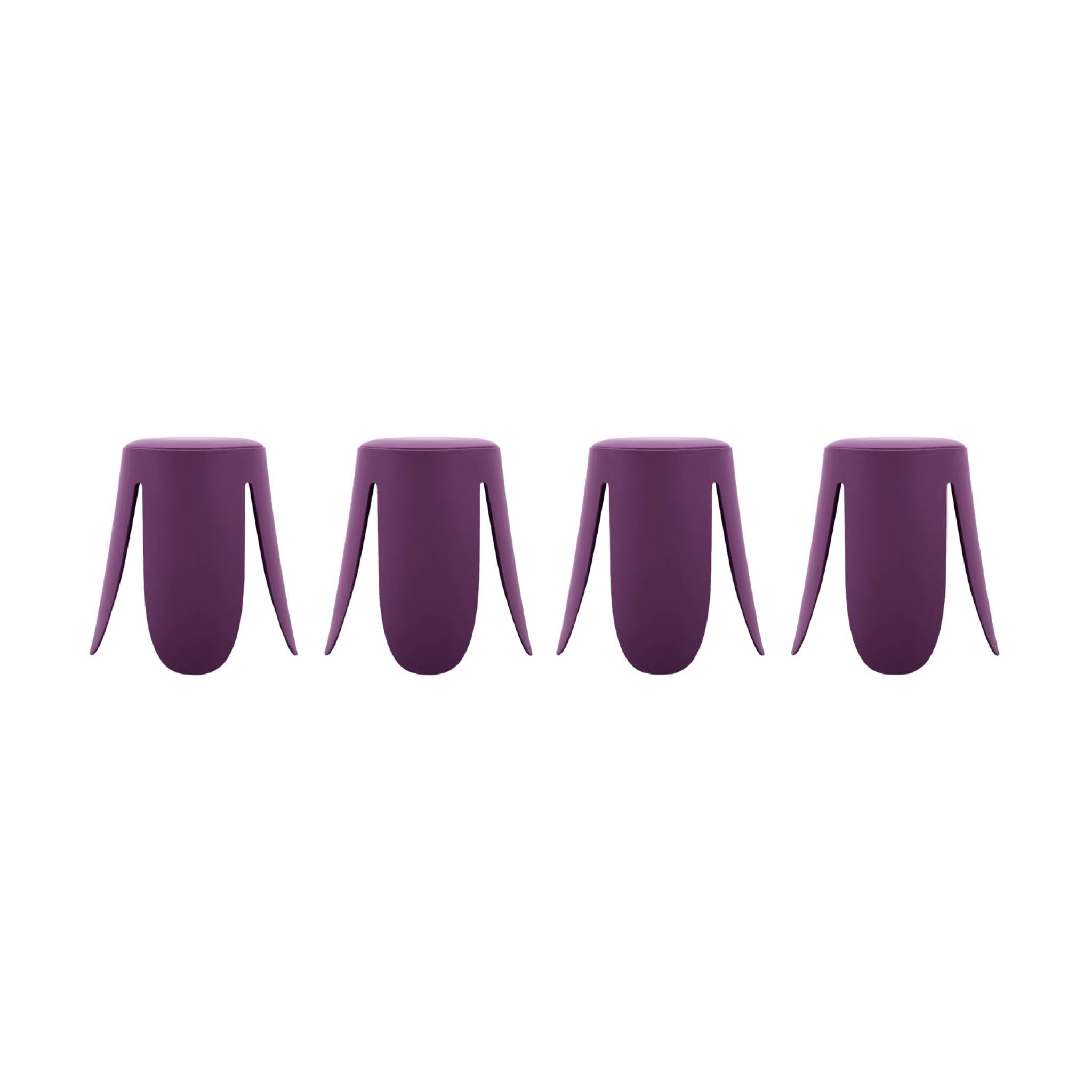 Set di 4 sgabelli impilabili ecopelle, viola