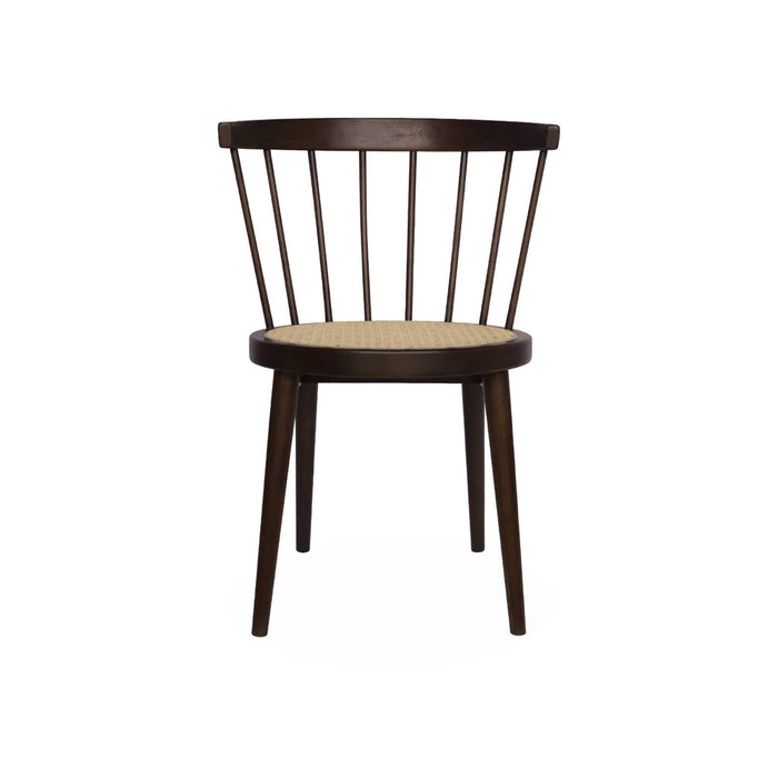 Set di 2 sedie in legno e rattan intrecciato, stile vimini, marrone