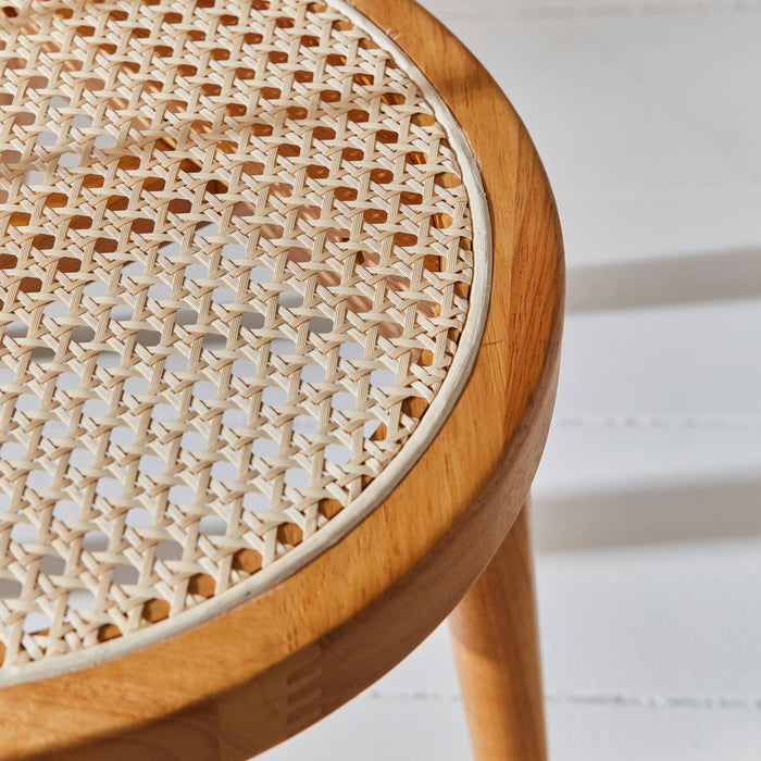 Set di 4 sedie in legno e paglia, marrone naturale