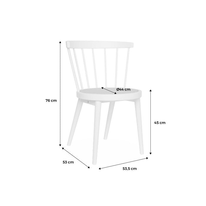 Set di 4 sedie in legno e paglia, marrone naturale