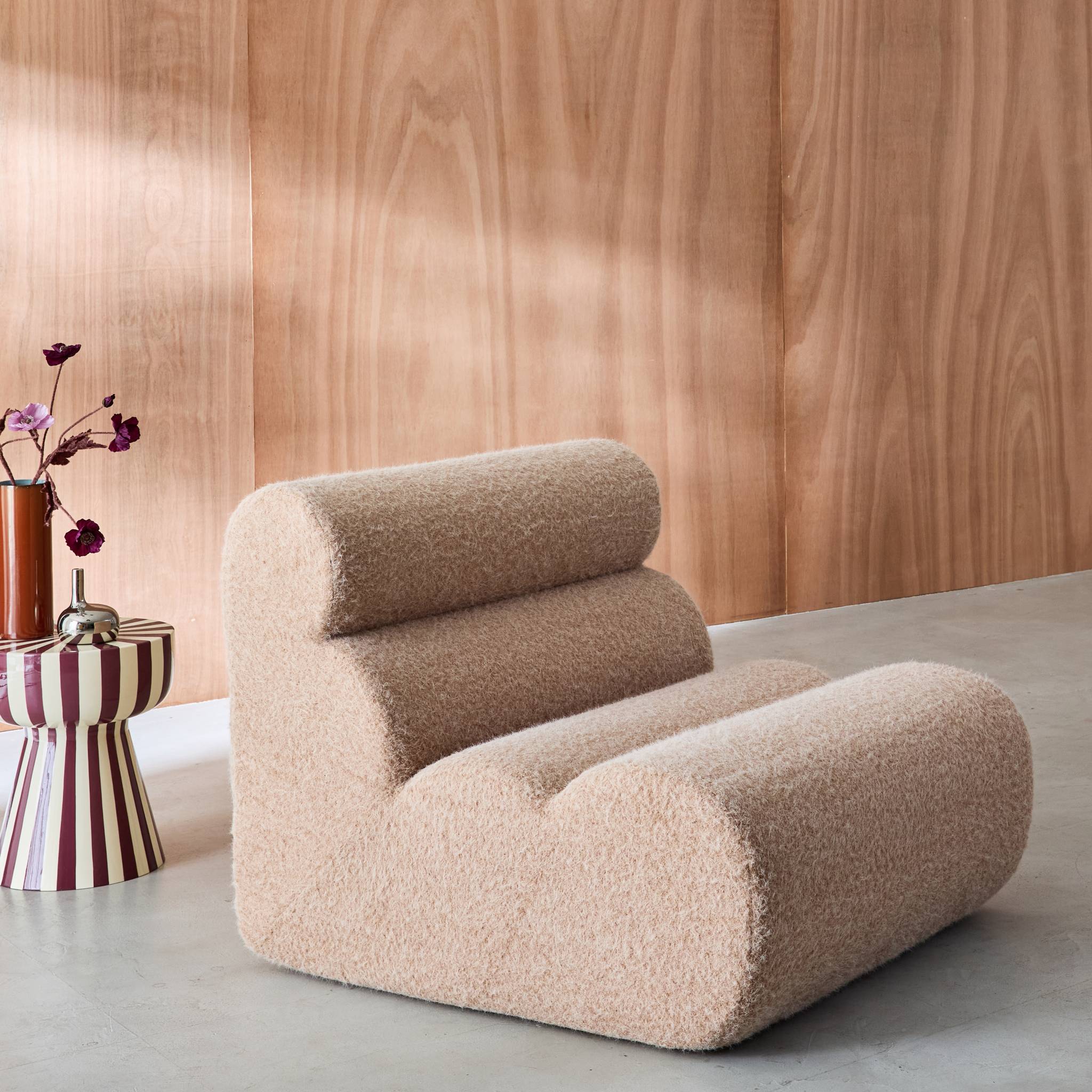 Poltrona effetto alpaca, 1 posto, beige