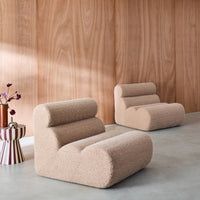 Divano modulare tessuto effetto alpaca, 2 posti, beige