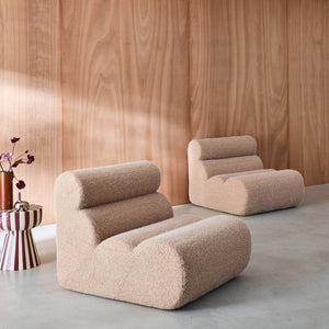 Divano modulare tessuto effetto alpaca, 2 posti, beige