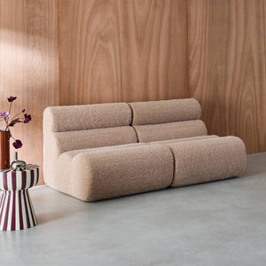 Divano modulare tessuto effetto alpaca, 2 posti, beige