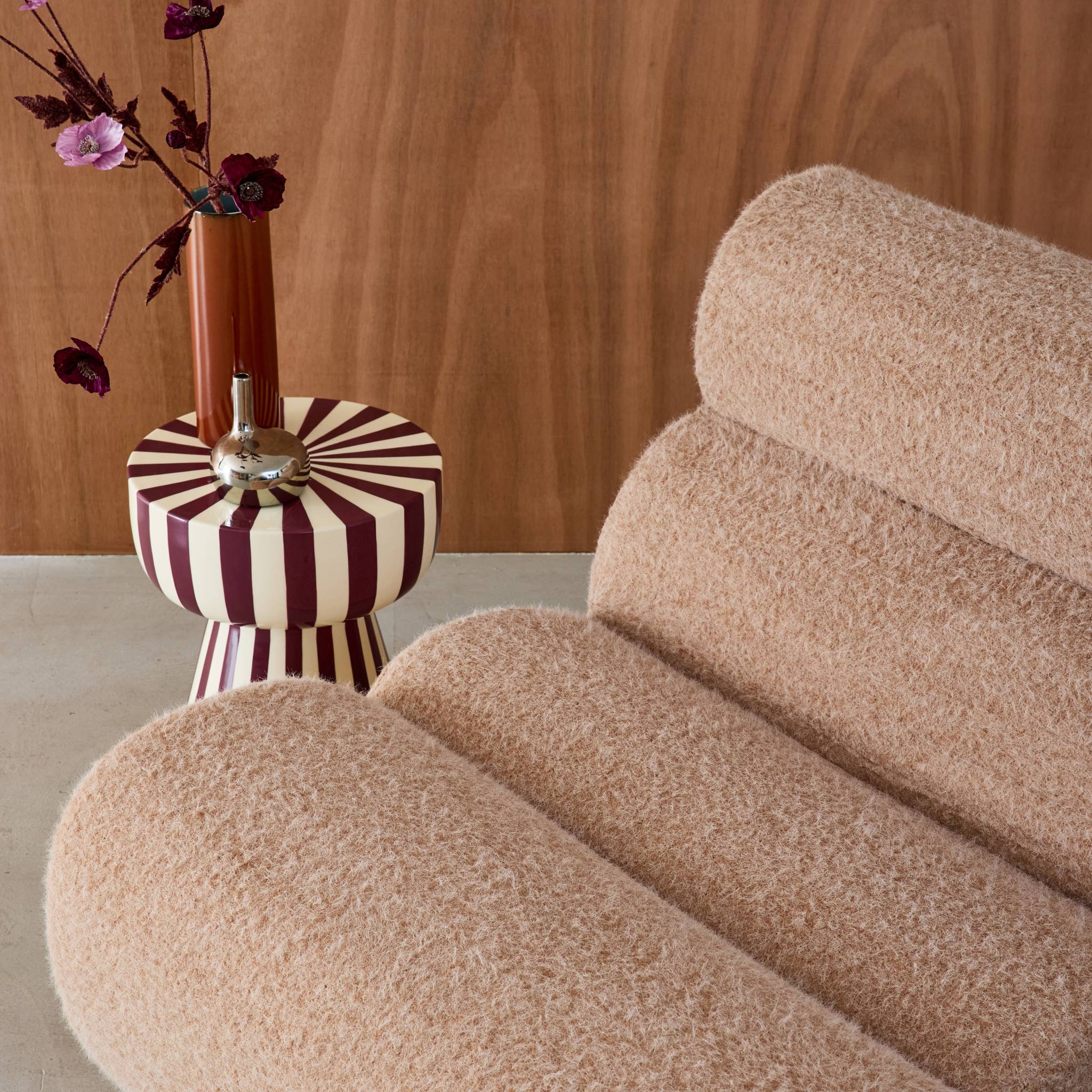 Divano modulare effetto alpaca, 3 posti, beige