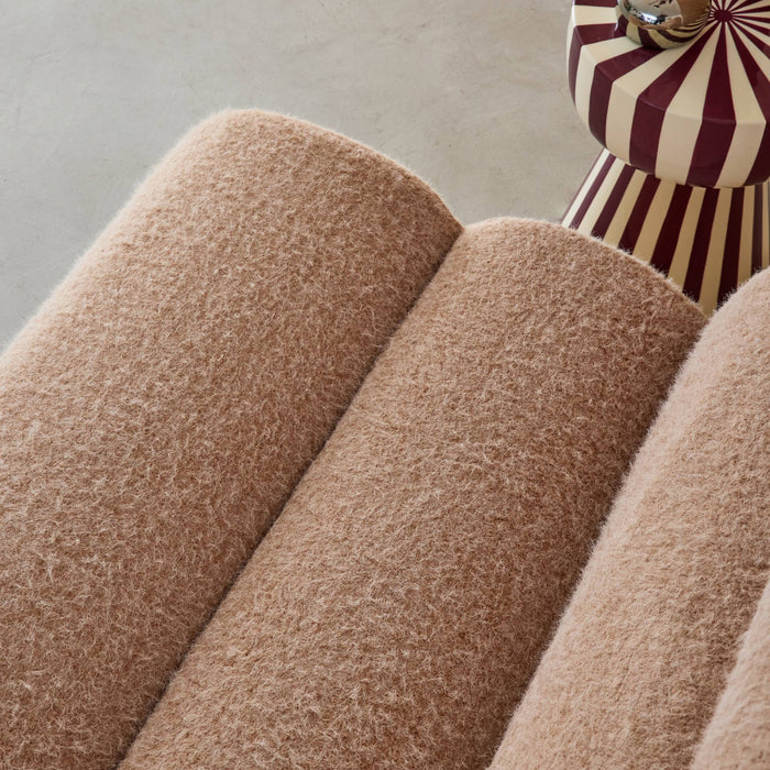 Divano modulare tessuto effetto alpaca, 2 posti, beige