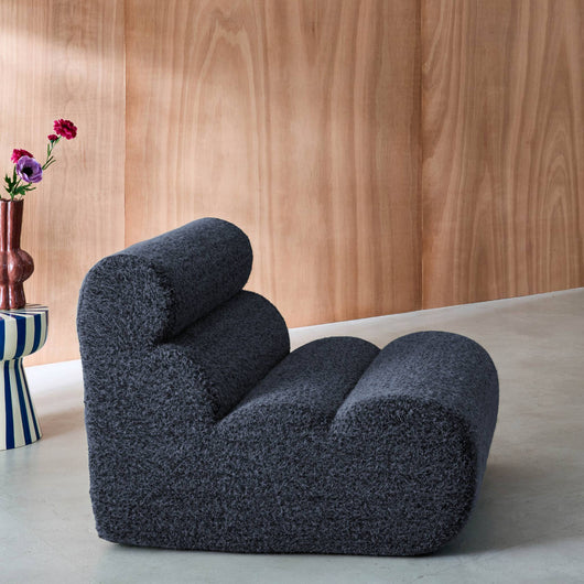 Poltrona effetto alpaca, 1 posto, blu scuro