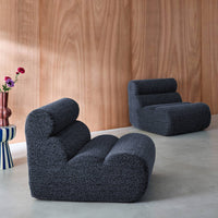 Divano modulare tessuto effetto alpaca, 2 posti, blu scuro