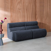 Divano modulare tessuto effetto alpaca, 2 posti, blu scuro