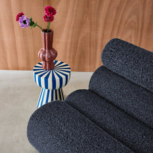 Divano modulare tessuto effetto alpaca, 2 posti, blu scuro