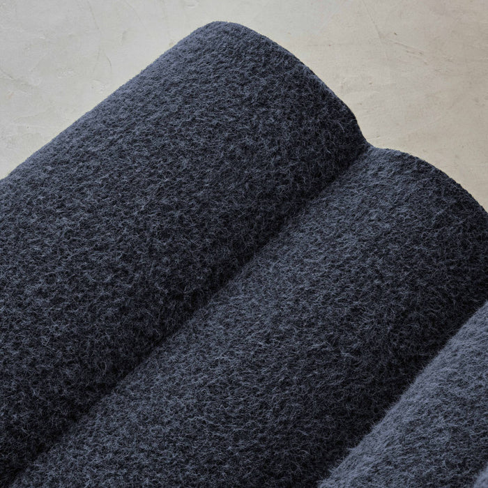 Divano modulare tessuto effetto alpaca, 2 posti, blu scuro