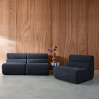 Divano modulare effetto alpaca, 3 posti, blu scuro