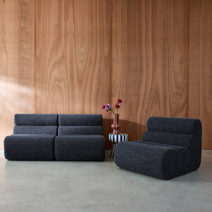 Divano modulare effetto alpaca, 3 posti, blu scuro