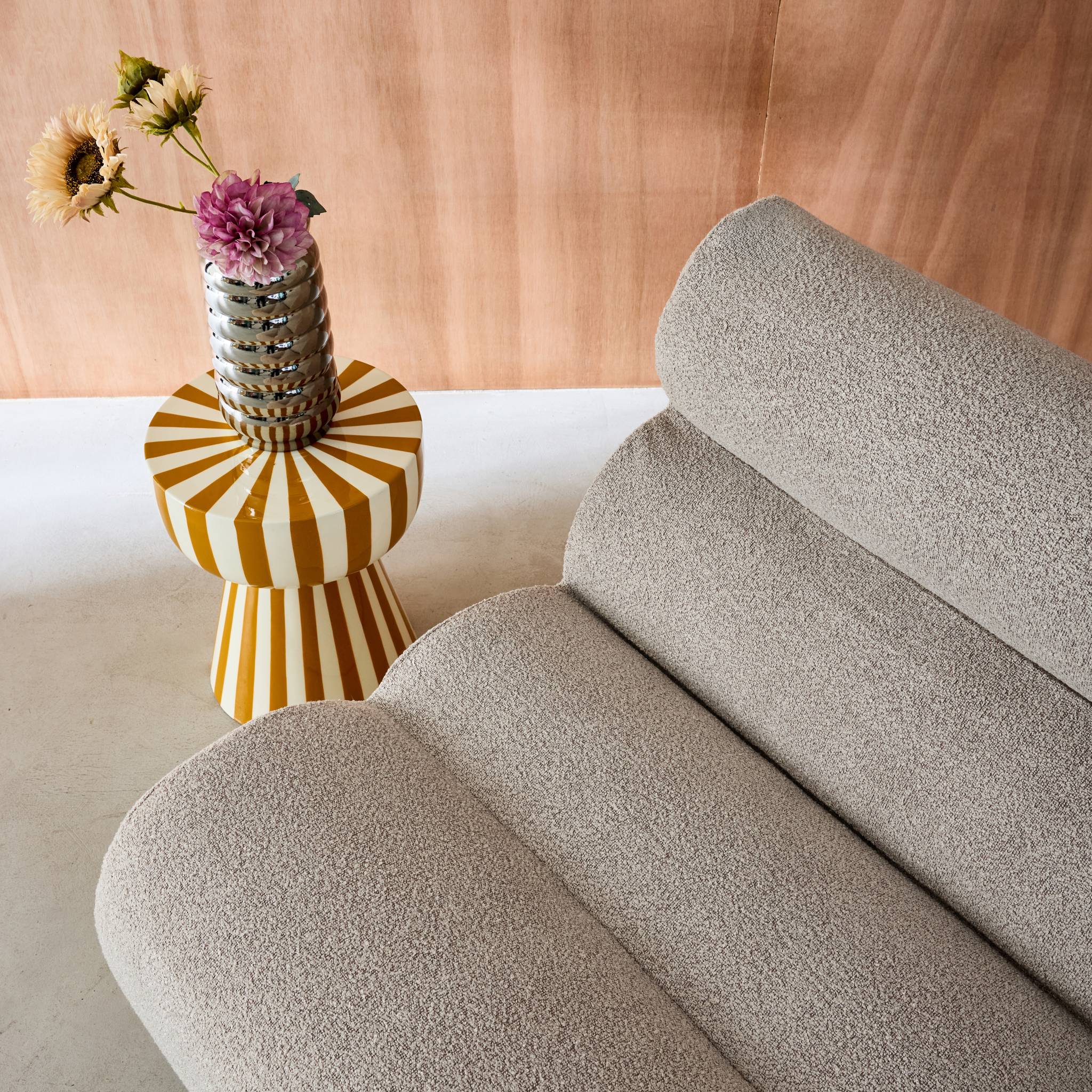 Poltrona bouclé testurizzata, 1 posto, beige