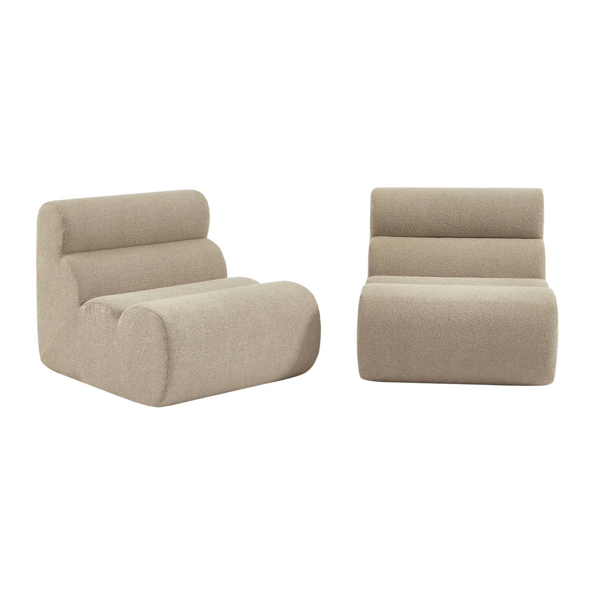 Divano modulare bouclé, 2 posti, beige