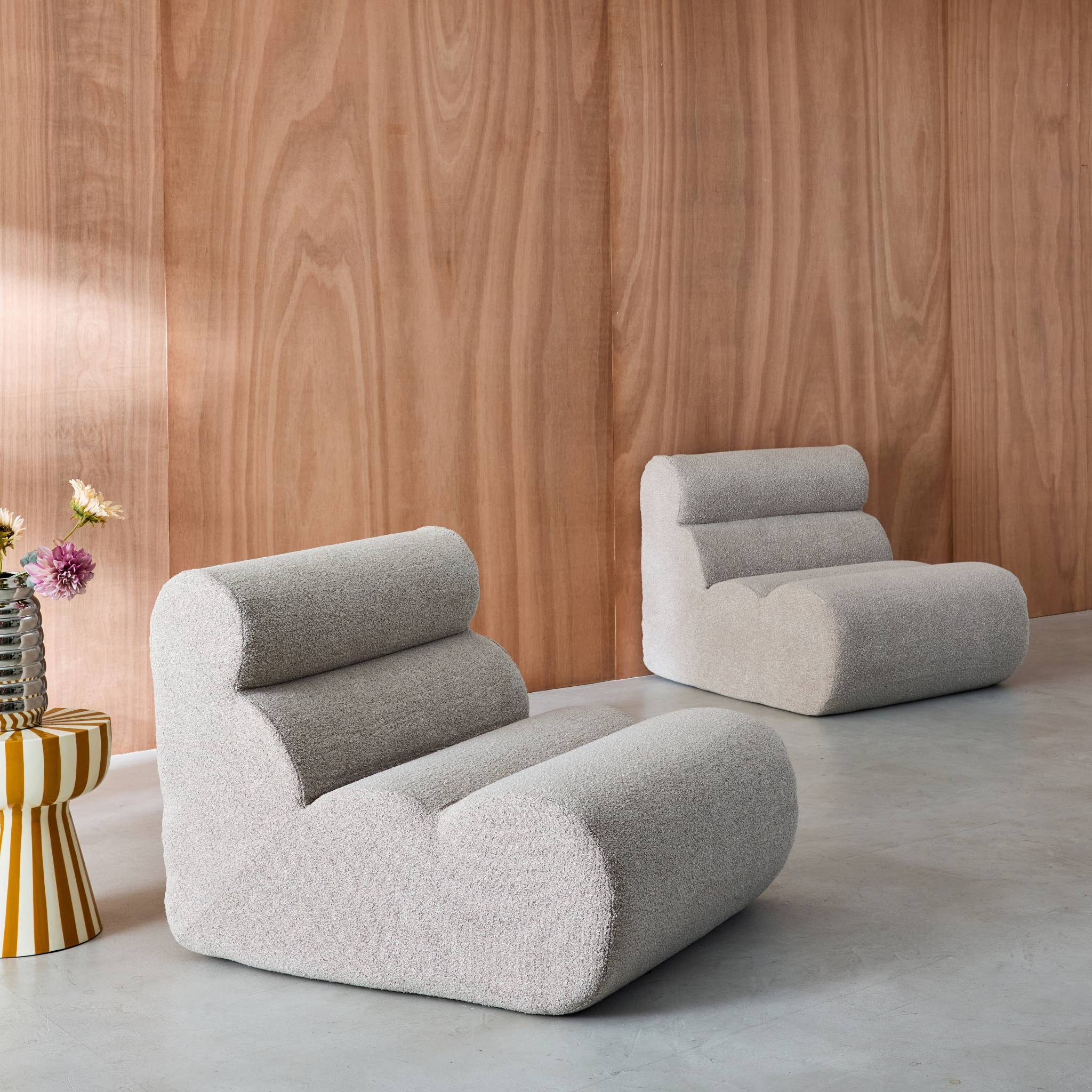 Divano modulare bouclé, 2 posti, beige