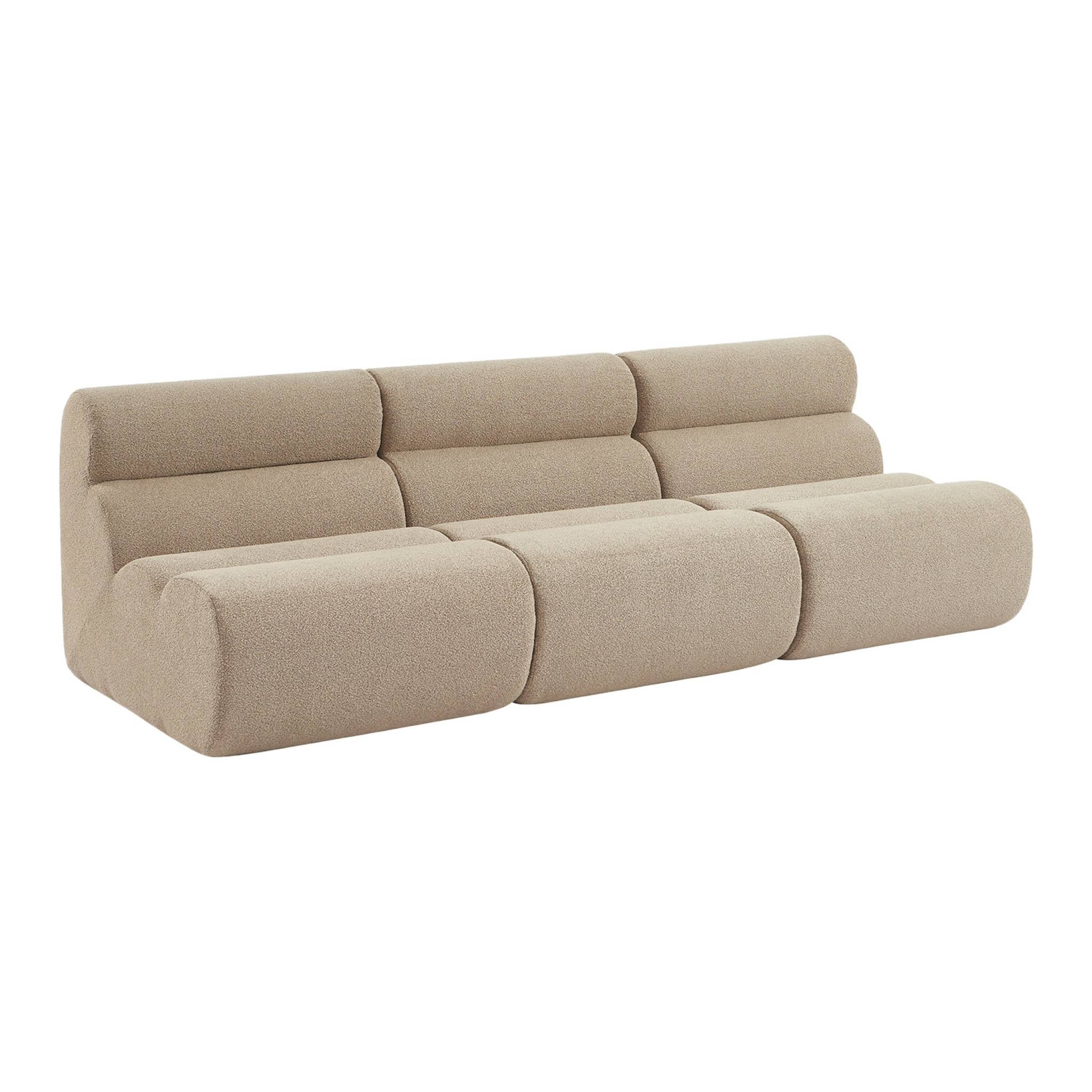 Divano modulare bouclé, 3 posti, beige