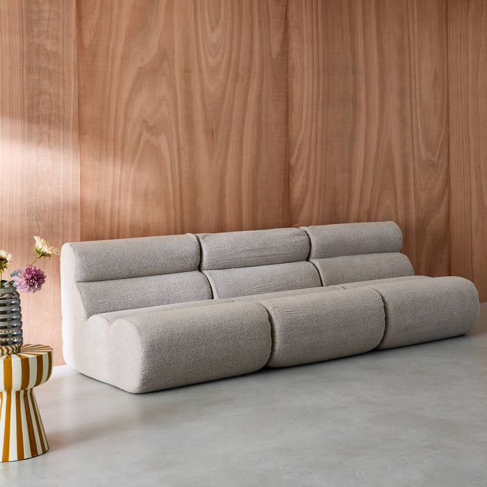 Divano modulare bouclé, 3 posti, beige