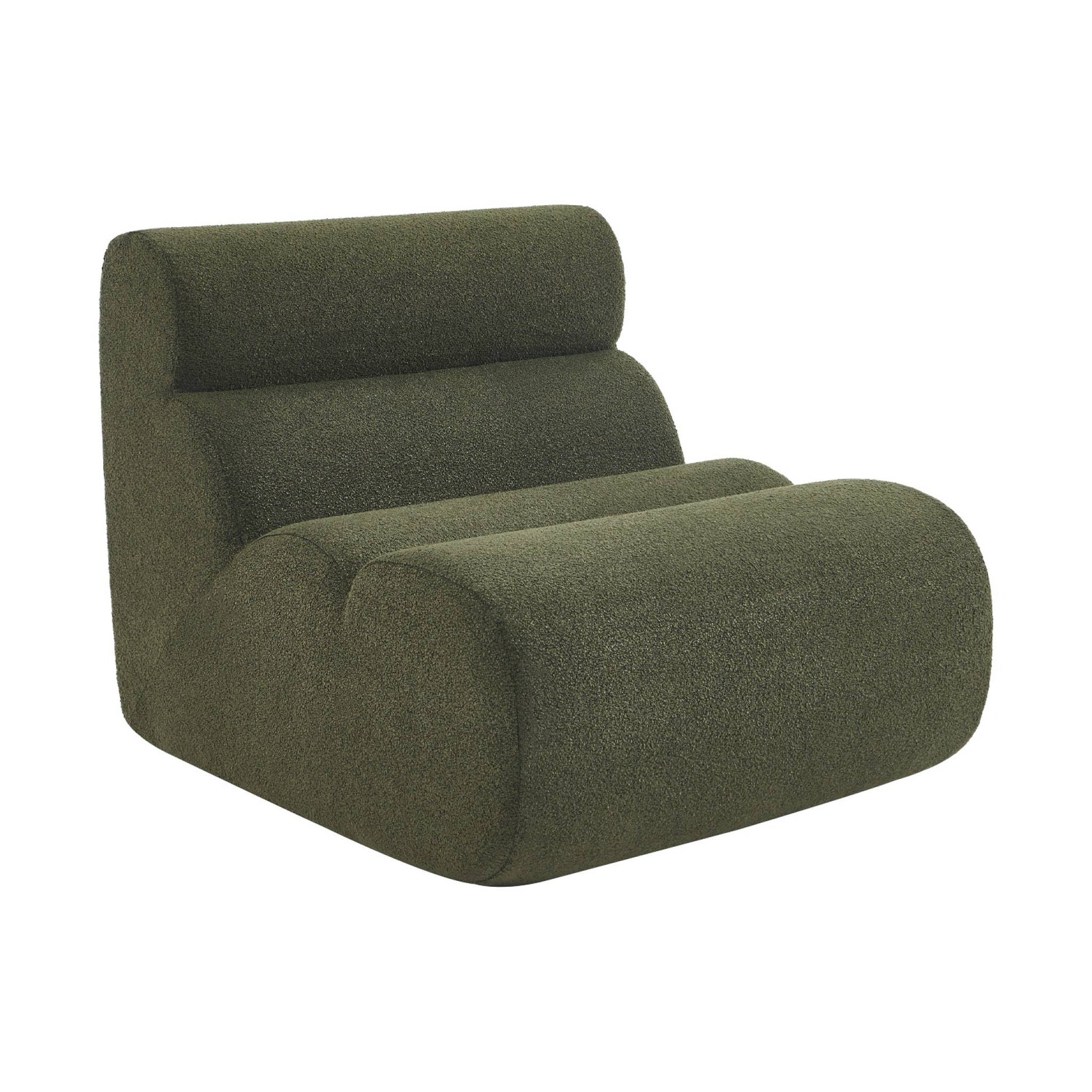 Poltrona bouclé testurizzata, 1 posto, verde kaki