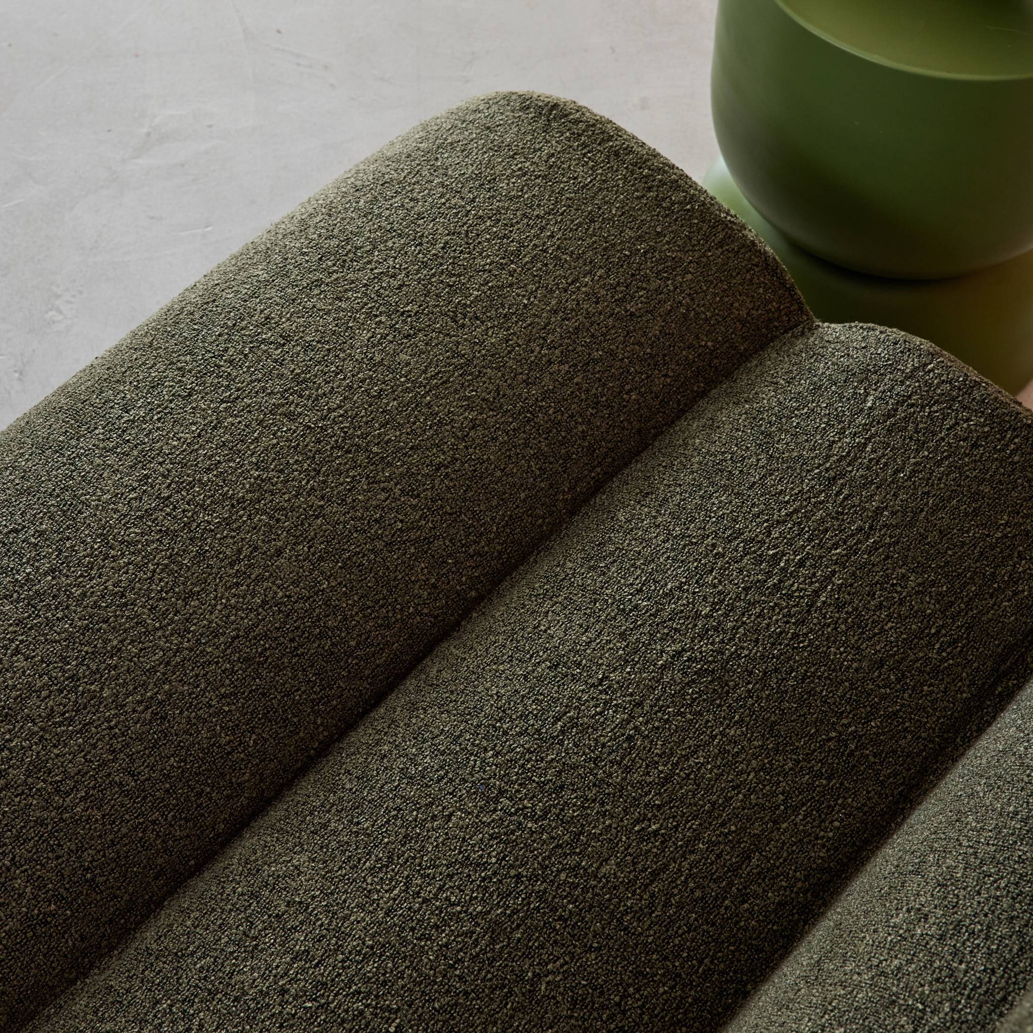 Divano modulare bouclé, 2 posti, verde kaki