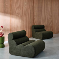 Divano modulare bouclé, 2 posti, verde kaki