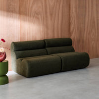 Divano modulare bouclé, 2 posti, verde kaki