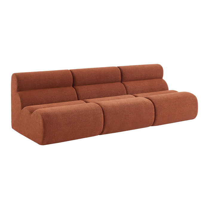 Divano modulare bouclé, 3 posti, terracotta