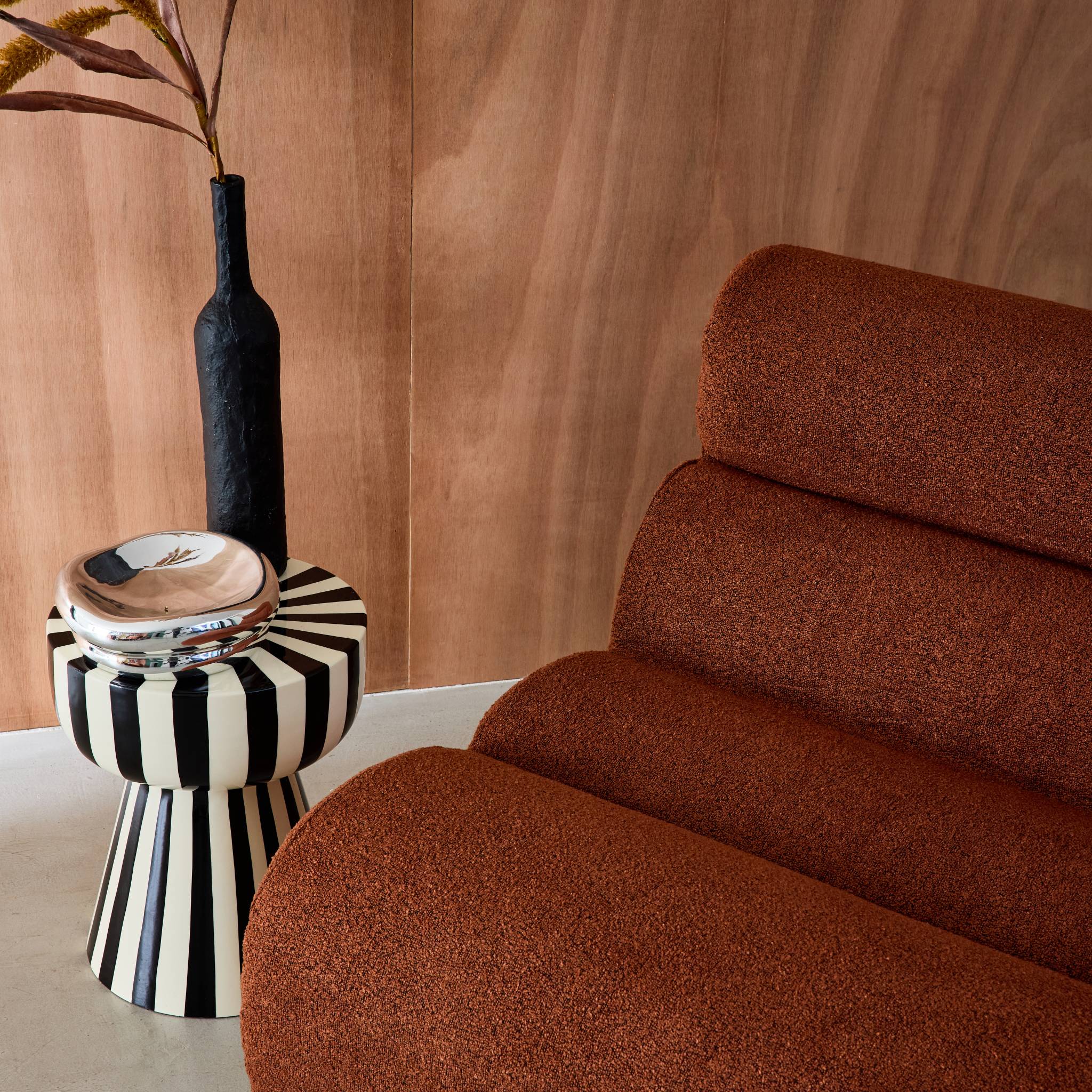 Divano modulare bouclé, 3 posti, terracotta