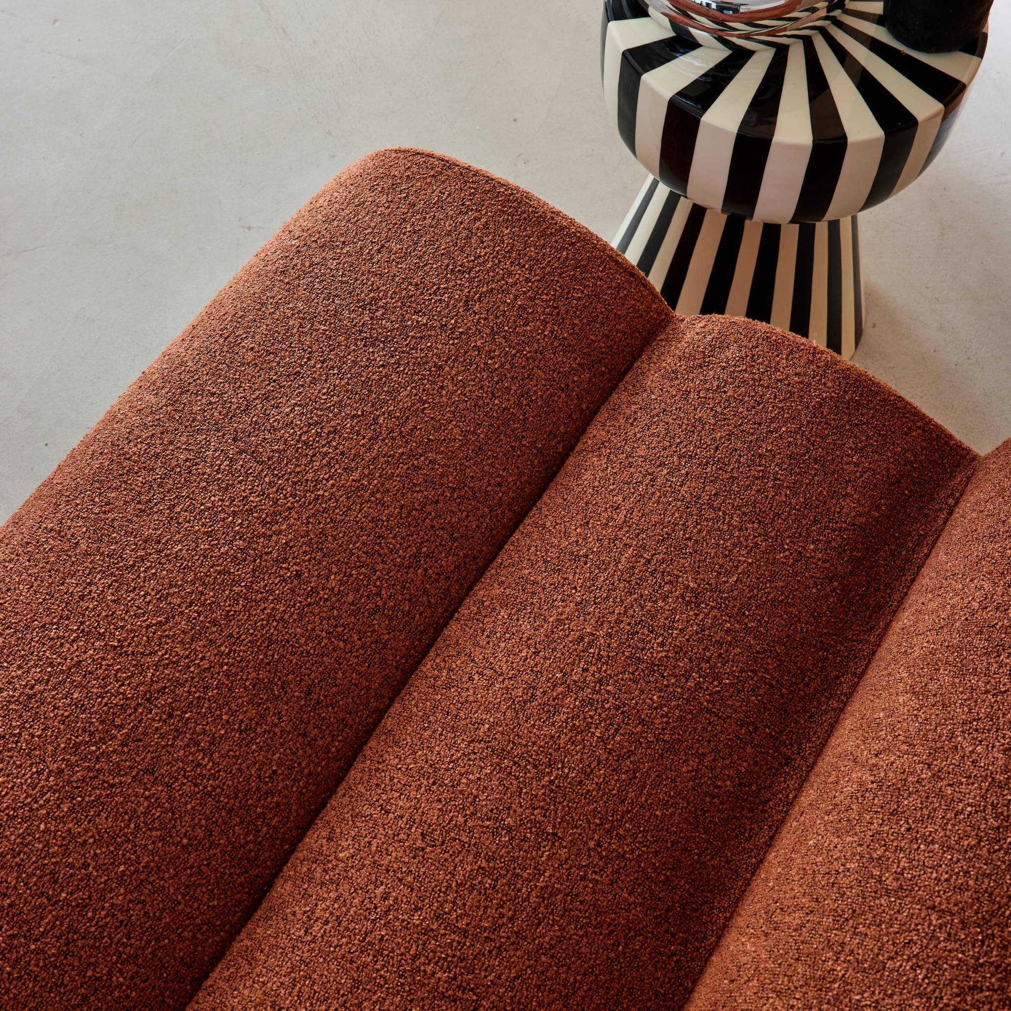 Divano modulare bouclé, 2 posti, terracotta