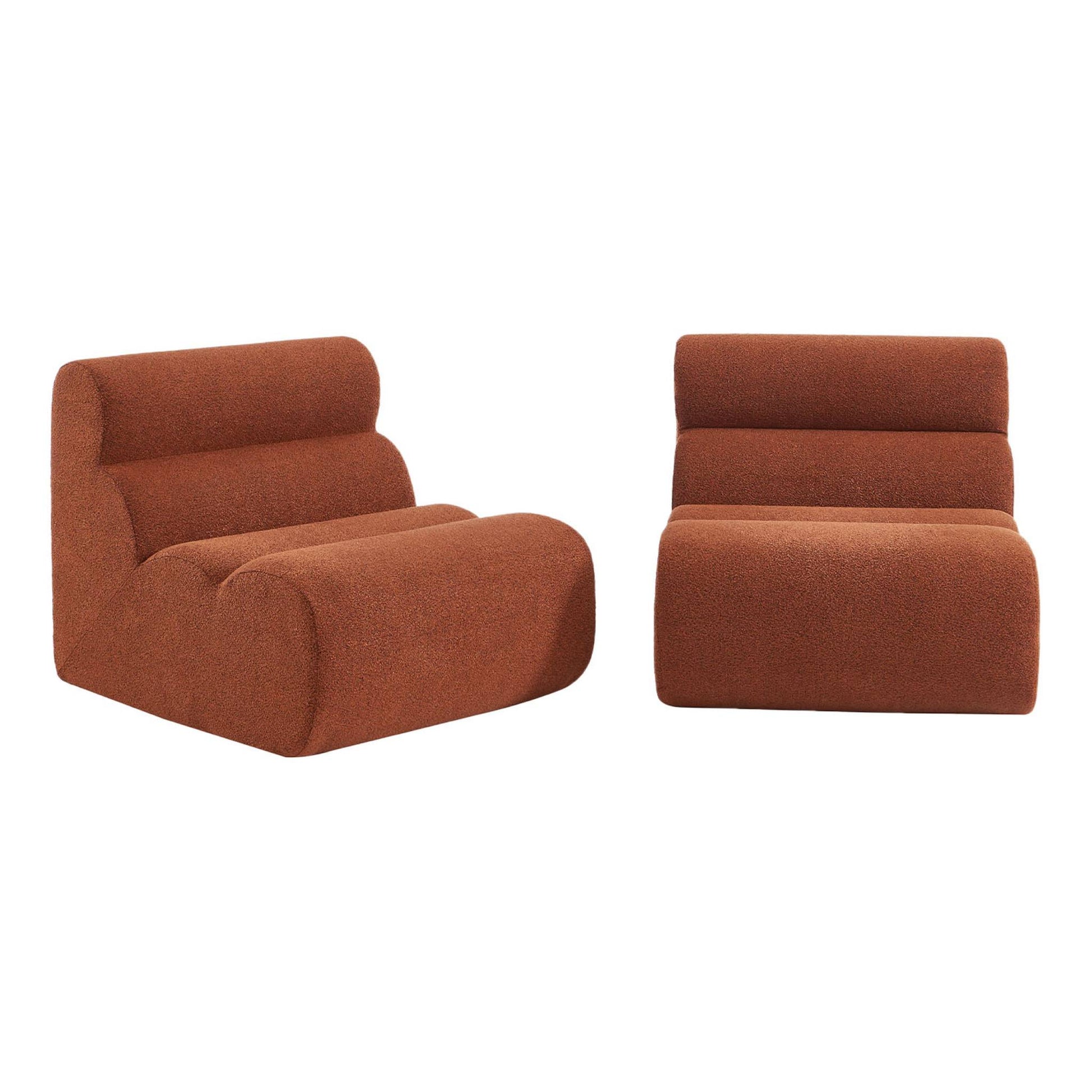 Divano modulare bouclé, 2 posti, terracotta
