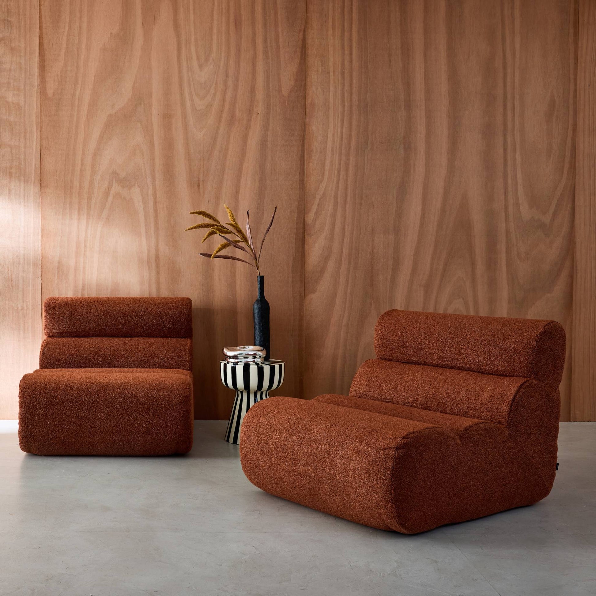 Divano modulare bouclé, 2 posti, terracotta