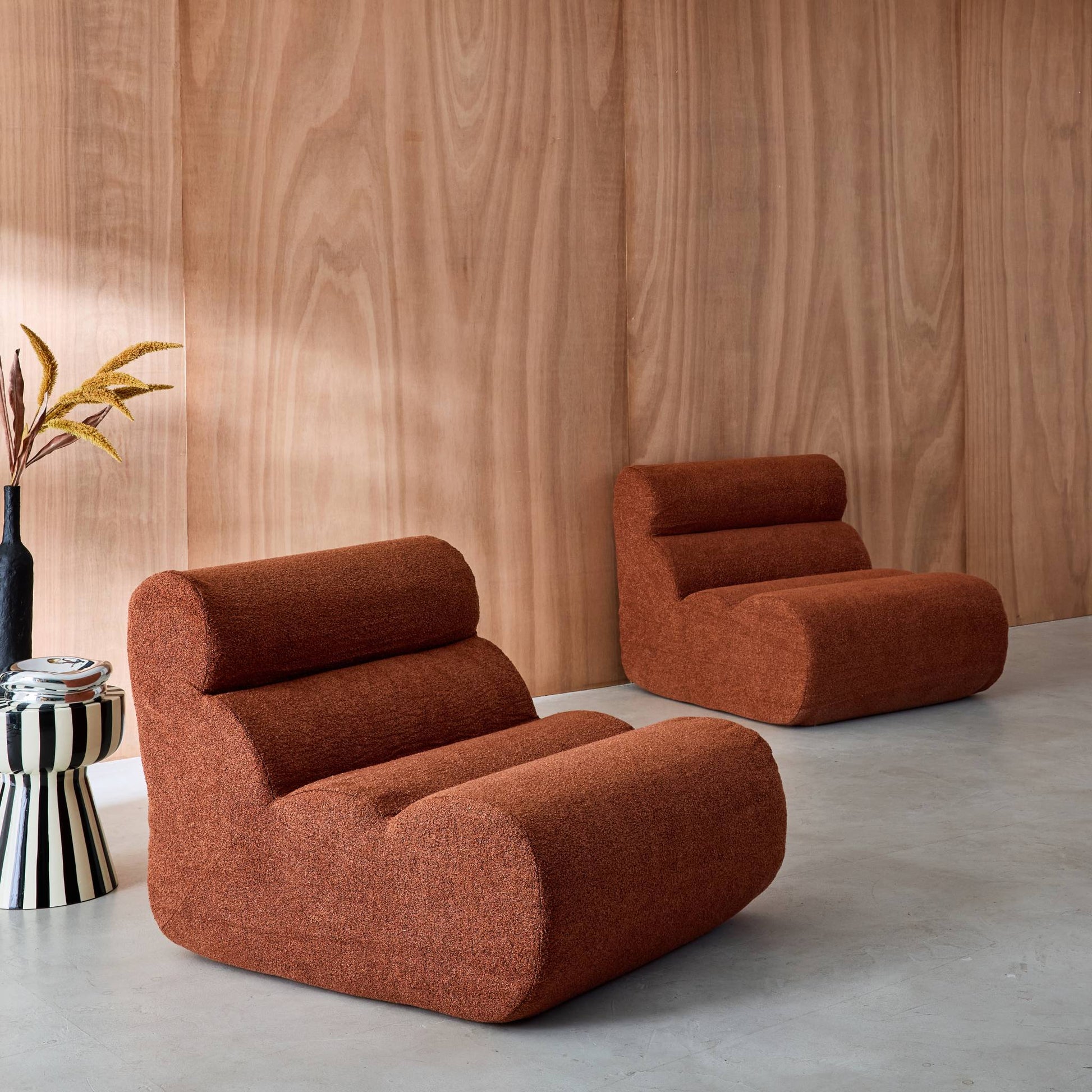 Divano modulare bouclé, 2 posti, terracotta