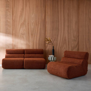 Divano modulare bouclé, 3 posti, terracotta