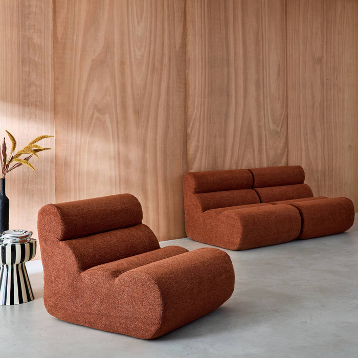 Divano modulare bouclé, 3 posti, terracotta