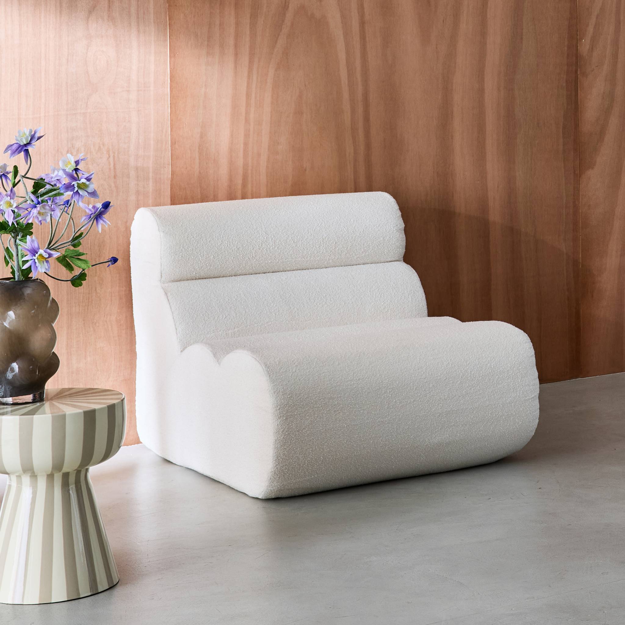 Poltrona bouclé testurizzata, 1 posto, bianco