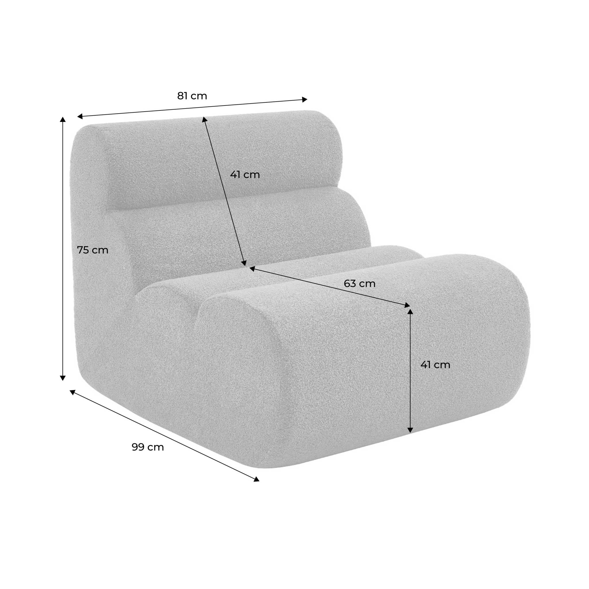 Poltrona bouclé testurizzata, 1 posto, bianco