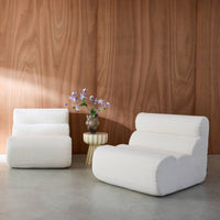 Divano modulare bouclé, 2 posti, bianco