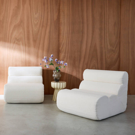 Divano modulare bouclé, 2 posti, bianco