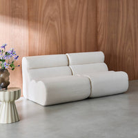 Divano modulare bouclé, 2 posti, bianco