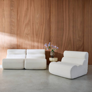 Divano modulare bouclé, 3 posti, bianco