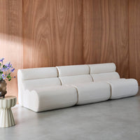 Divano modulare bouclé, 3 posti, bianco