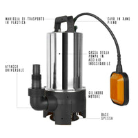 Pompa Sommersa Immersione Acque Chiare E Acque Sporche Drenaggio 550W In Acciaio Inox Certificata Ce